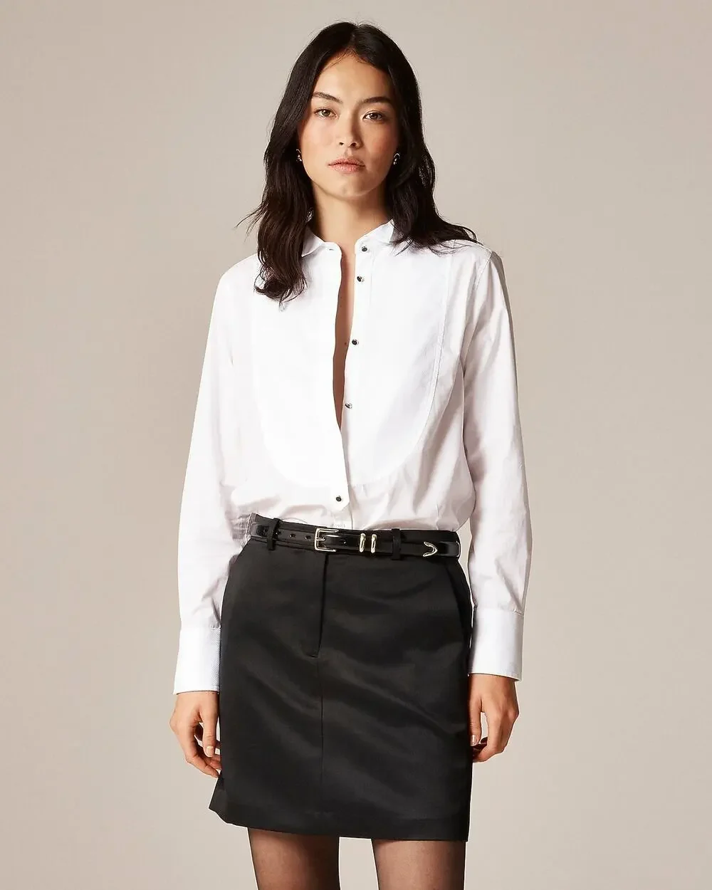 J. Crew Women's Button-Up Jules Tuxedo Shirt in Cotton Poplin White Size 2 NWT